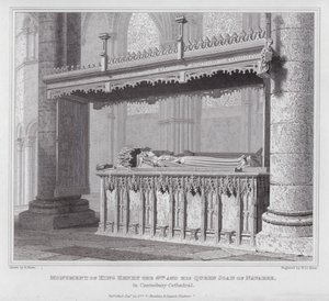 Monument van Koning Hendrik de 4e en zijn Koningin Joan van Navarra, in de Kathedraal van Canterbury (gravure) door Edward Blore
