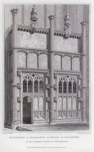Monument van Margaret Gravin van Salisbury, in de Collegiale Kerk van Christchurch (gravure)