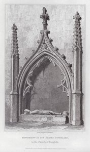 Monument van Sir James Douglass, in de kerk van Douglass (gravure) door Edward Blore