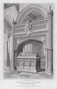Monument van Sir John Spencer, in Great Brington Church (gravure) door Edward Blore
