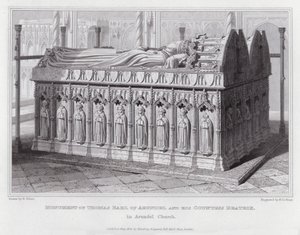Monument van Thomas Graaf van Arundel en zijn Gravin Beatrix, in de kerk van Arundel (gravure) door Edward Blore