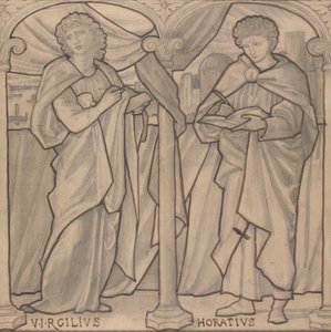 Voorbereidend ontwerp voor een glas-in-loodraam, Vergilius en Horatius door Edward Burne-Jones