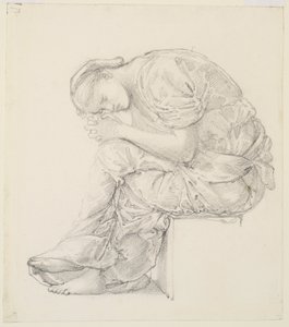 De Klaagzang - Studie voor de figuur aan de rechterkant door Edward Burne-Jones