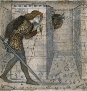 Tegelontwerp - Theseus en de Minotaurus in het Labyrint door Edward Burne-Jones