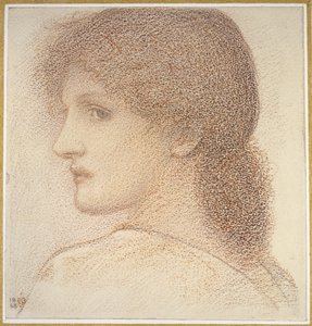 Studie van een vrouwenhoofd, naar links gedraaid door Edward Burne Jones