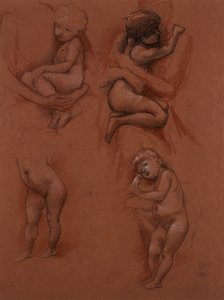Studies van kinderen in de armen van hun moeders, 1887