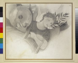 Studie voor een Hoofd in De Dagen van de Schepping, ca. 1871 - 1875 door Edward Burne Jones