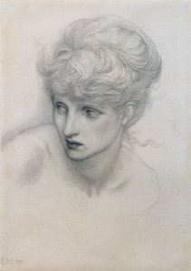 Studie van een meisjeshoofd door Edward Burne Jones
