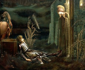 De droom van Sir Lancelot bij de kapel van de Heilige Graal, 1896
