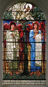 De Pelikaan in Haar Vroomheid en Engelen met Rollen door Edward Burne Jones