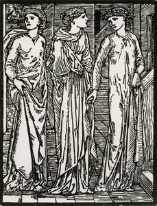 Eerste bezoek van de zussen door Edward Coley (after) Burne Jones