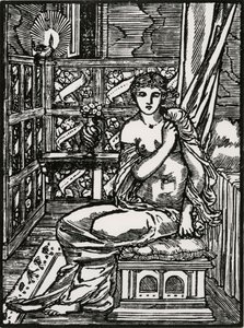 Psyche verwacht Cupido door Edward Coley (after) Burne Jones
