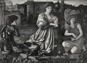 Het liefdeslied door Edward Coley (after) Burne Jones