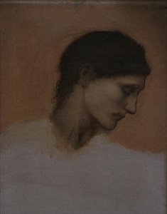 Studie van een Meisjeshoofd door Edward Coley Burne Jones