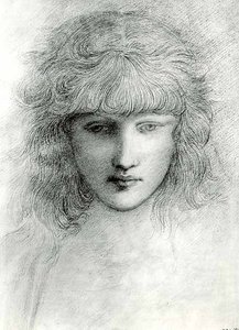 Hoofd van een meisje door Edward Coley Burne Jones