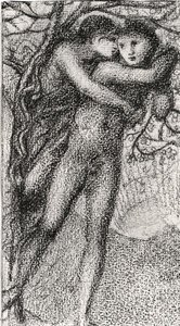 Phyllis en Demophoon, ca. 1868 (roze krijt) (zw/w foto)