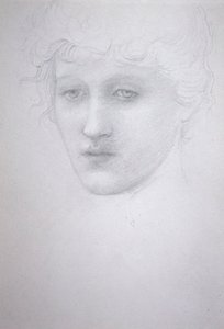 Studie van het hoofd van een meisje - Bessie Keane door Edward Coley Burne Jones