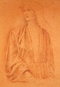 Studie van een meisje door Edward Coley Burne Jones