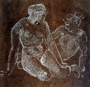 Studie van twee zittende vrouwelijke naakten door Edward Coley Burne Jones