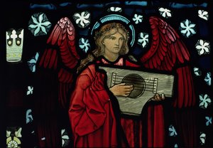 Detail van de Muzikale Engel, gemaakt door William Morris en Co., 1882 door Edward Burne Jones