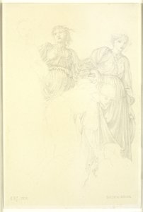 Groep vrouwen, Voorstudie voor het schilderij, De Gouden Trappen door Edward Coley Burne Jones