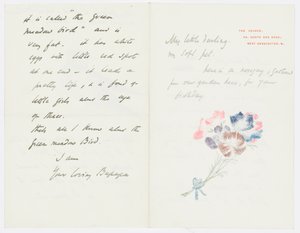 Brief aan de kleindochter van de kunstenaar Angela Thirkell