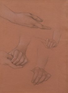 Studies van handen voor het portret van Mary Gaskell door Edward Burne Jones