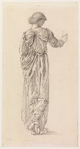 Studie van een gedrapeerde vrouwelijke figuur voor "De Kranswevers", 1866