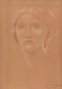 Studie van het hoofd van Margaret Burne-Jones voor 