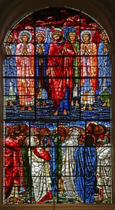 De Hemelvaart, 1885-1897 (glas-in-lood) door Edward Burne Jones