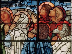 De Hemelvaart Raam (detail) door Edward Burne Jones