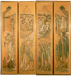 De geboorte van Christus (cartoons voor het glas-in-loodraam in St. Deiniol, Hawarden) door Edward Burne Jones