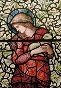 Sint Agnes (detail) door Edward Coley and Dearle Burne Jones