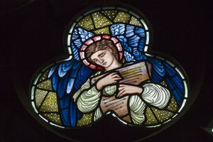 Wilden, Allerheiligen, Morris & Co., Edward Burne-Jones, John Henry Dearle (1859-1932), Engelen met Dulcimer, Engel Muzikanten door Edward Coley and Dearle John Henry  Burne Jones