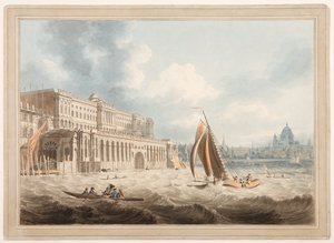 Somerset House vanaf de Theems door Edward Dayes