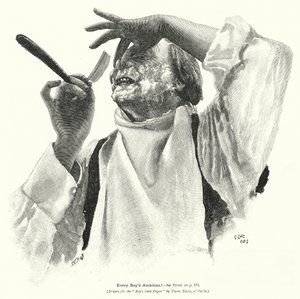 Man die zich scheert (litho) door Edward Ertz