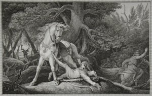 De dood van Willem Rufus, gegraveerd door Neagle, illustratie uit 