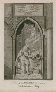 Uitzicht op het Monument van Handel in Westminster Abbey door Edward Francis Burney