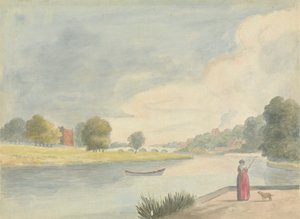 Vrouw aan het vissen door Edward Francis Burney