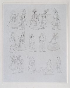 Figuren die verschillende beroepen tonen (gravure) door Edward Francis Finden