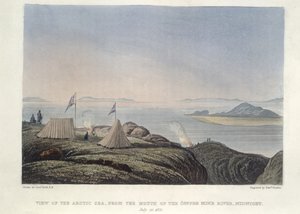 Uitzicht op de Noordelijke IJszee, vanaf de monding van de Coppermine River, middernacht, 20 juli door Edward Francis Finden