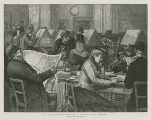 In de leeszaal van een gratis bibliotheek in Londen