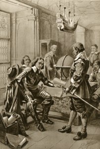 Robert Blake bezoekt Oliver Cromwell in de Raadskamer in Whitehall door Edward Frederick Skinner