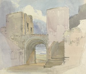 Poort bij Bamburgh Castle door Edward Hastings