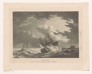 Schepen in een onweersbui op zee door Edward Hedges
