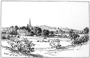 Stratford-upon-Avon, Warwickshire, gezien vanuit het zuidoosten, 1885 door Edward Hull