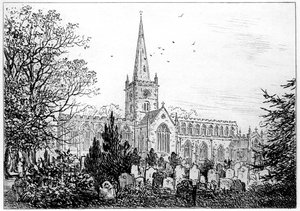Stratford kerk gezien vanuit het noorden, Stratford-upon-Avon, Warwickshire, 1885 door Edward Hull