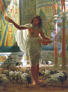 Het voeden van de heilige ibis in de zalen van Karnak door Edward John Poynter