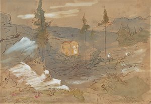 Een heiligdom in de buurt van Khania, Kreta, Griekenland door Edward Lear