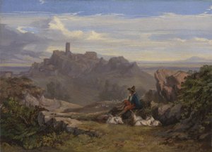 Landschap met geitenhoeder, c.1842 door Edward Lear